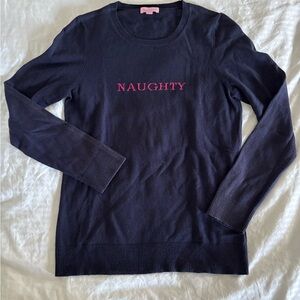 Lilly Pulitzer Navy Sweater with Pink Tag Detail